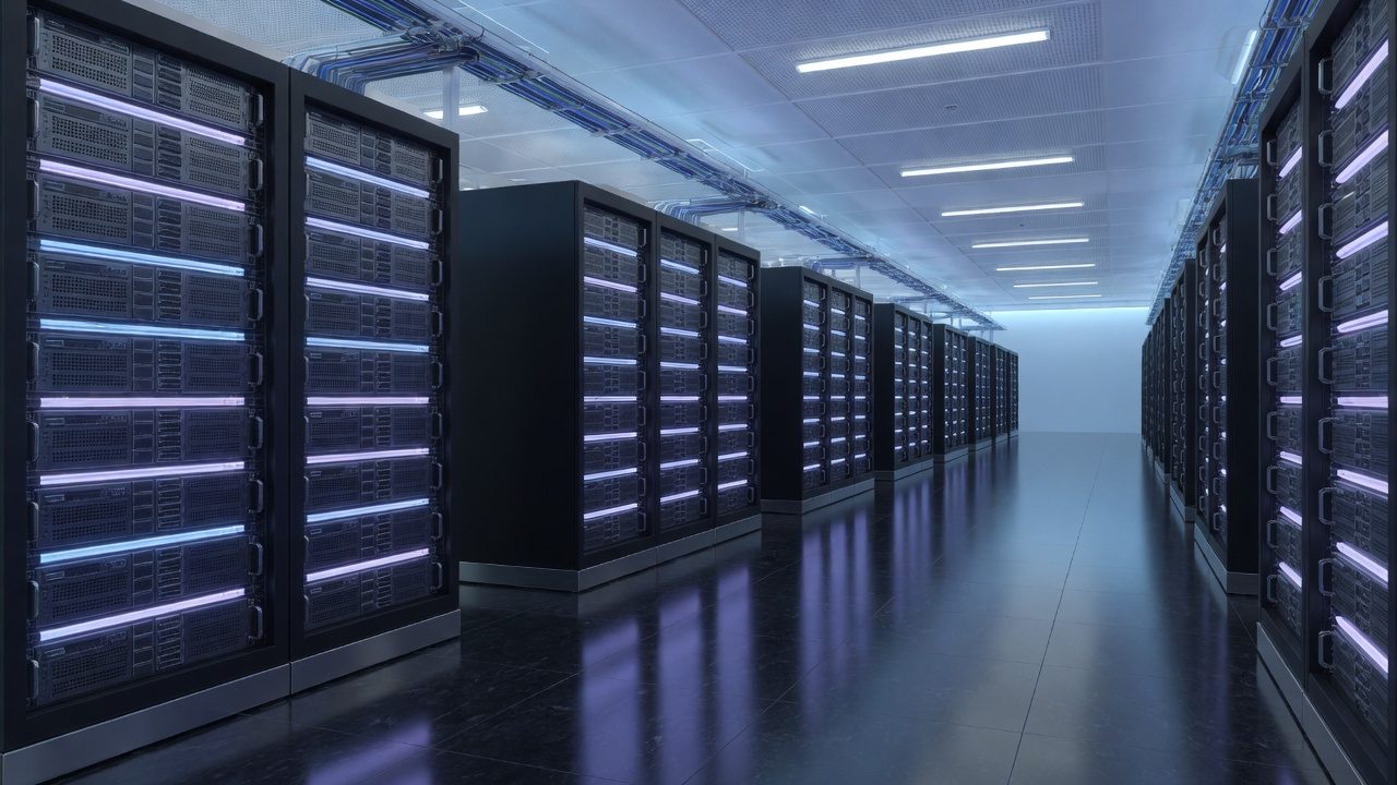 Quiet aisle of a modern regional datacenter
